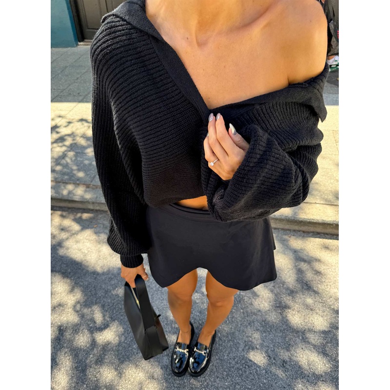 Tiara Cropped Sweater Black