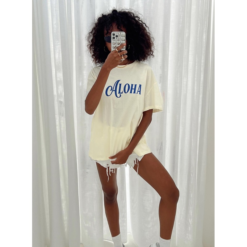 Aloha Oversized Tee Ivory