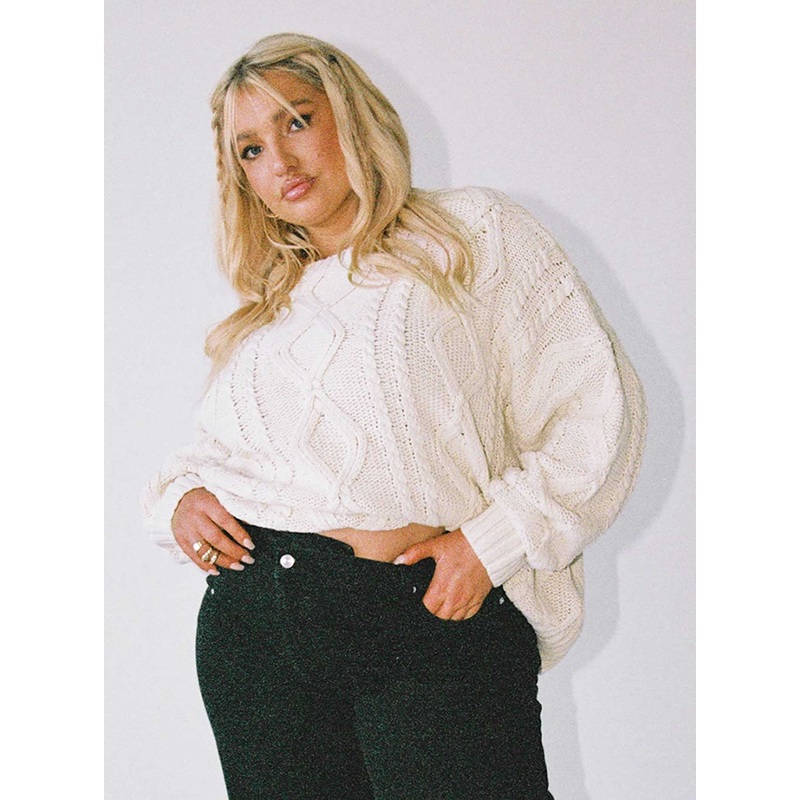 Anaya Oversized Sweater Beige Curve