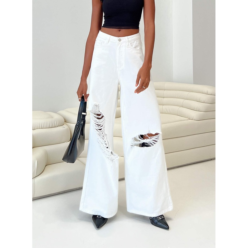 Chavez Wide Leg Jeans White Denim