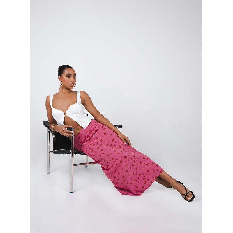 Gendling Midi Skirt Pink Floral