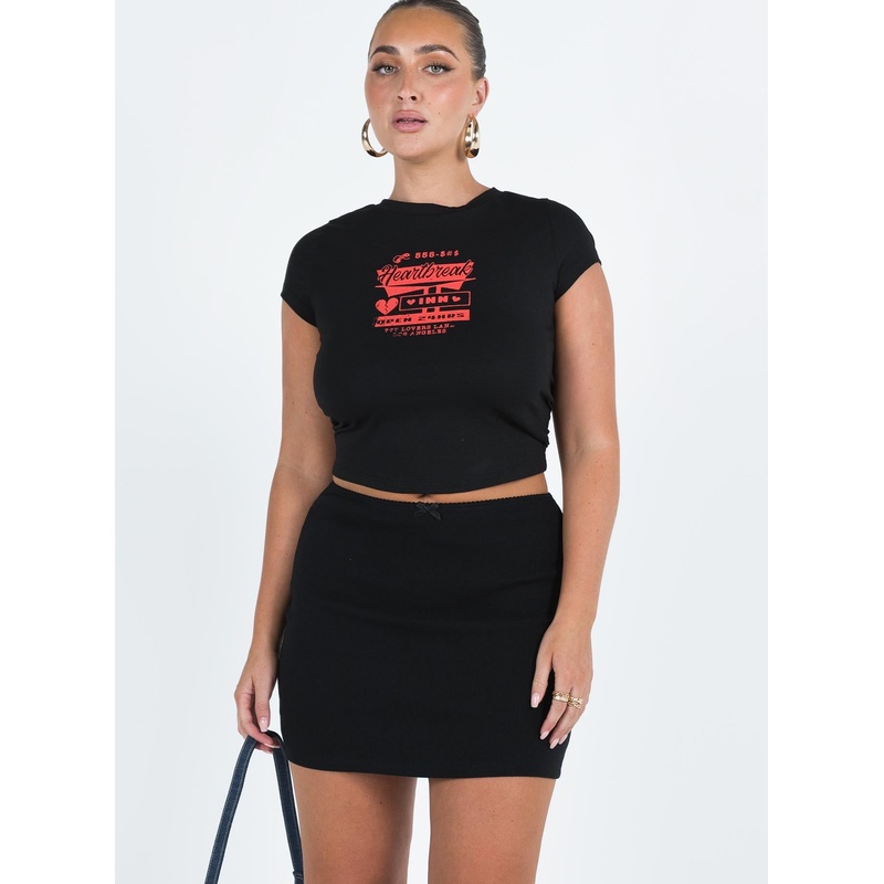 Kael Mid Rise Mini Skirt Black