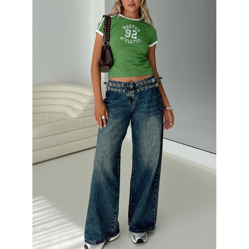 Baccarat Belted Denim Pant Dark Blue