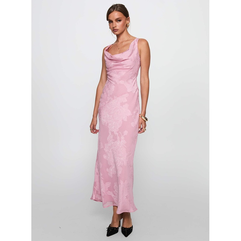 Brietta Cowl Maxi Dress Pink