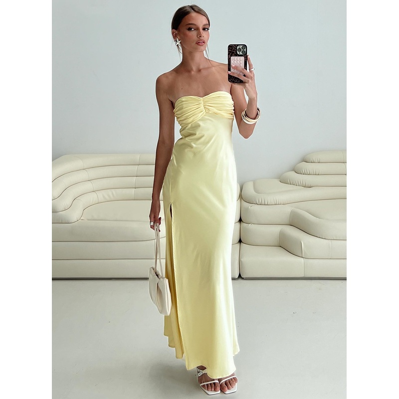 Chevalier Strapless Maxi Dress Lemon