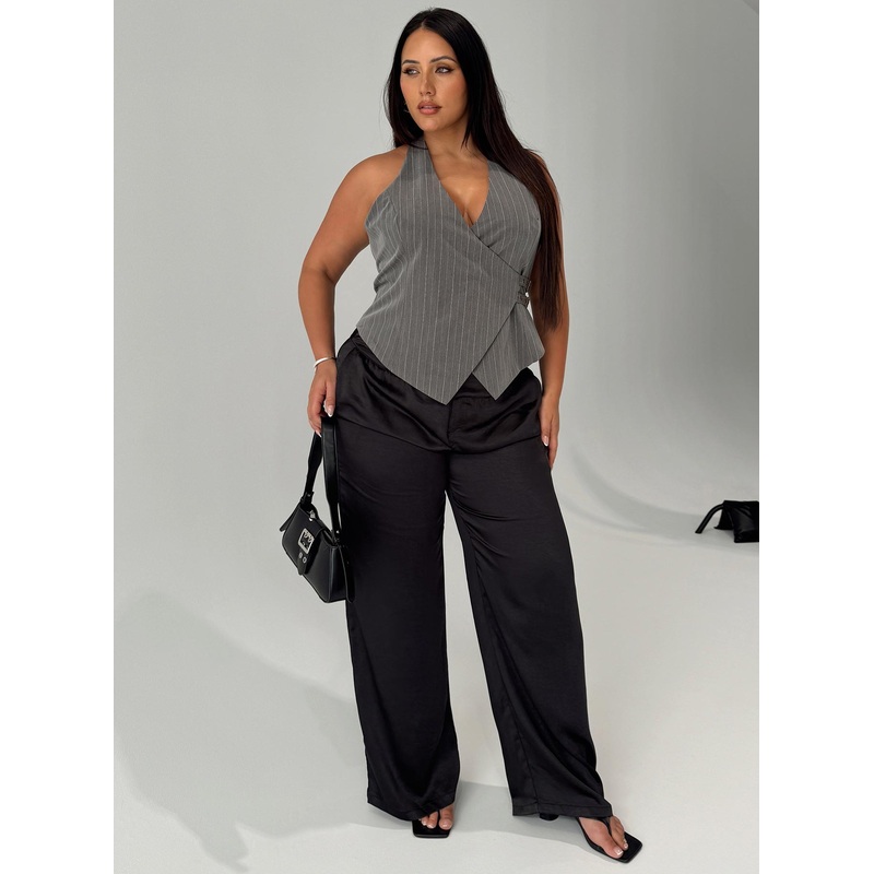 First Place Low Rise Satin Pant Black Curve