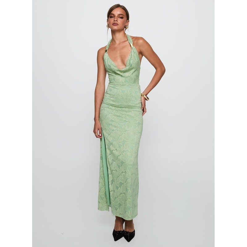 Starfall Halter Maxi Dress Sage