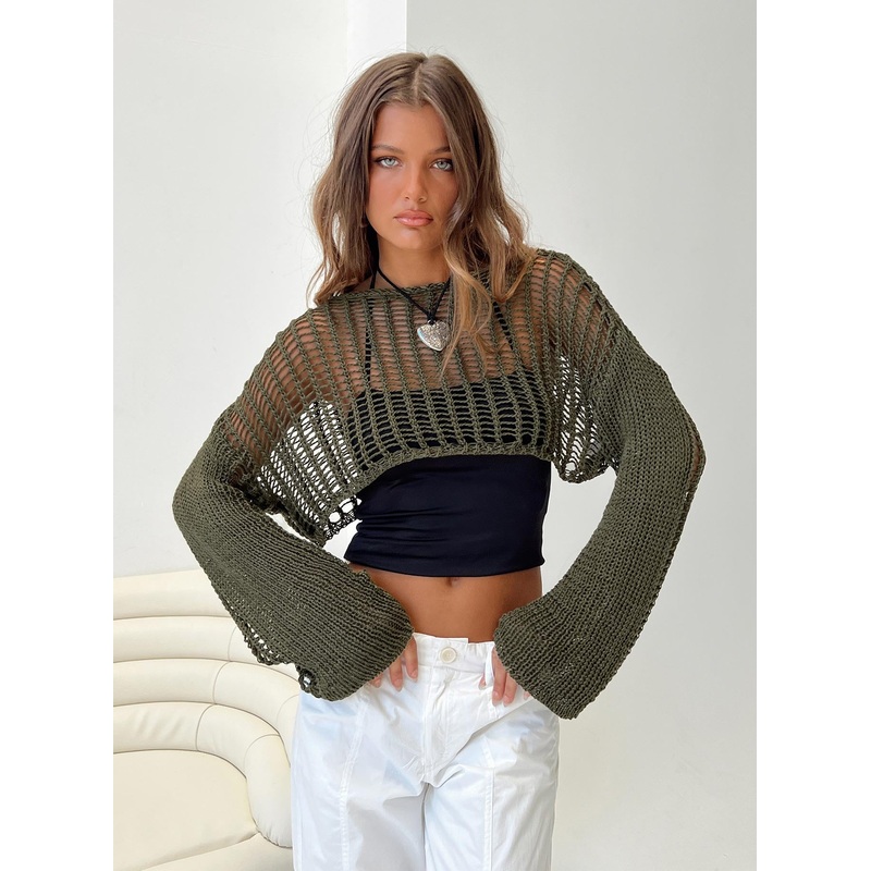 The Kennedy Cropped Sweater Olive