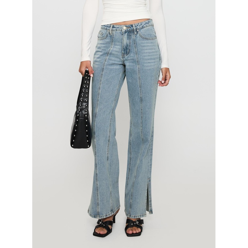 White Mustang Side Split Jean Light Blue