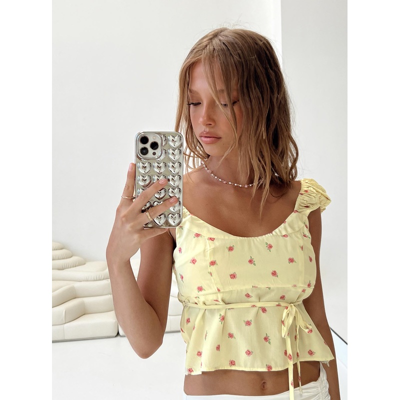 Seacrest Top Yellow Floral