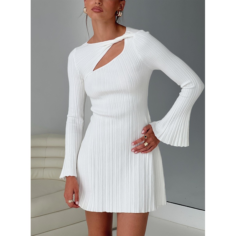 Terraces Long Sleeve Mini Dress White