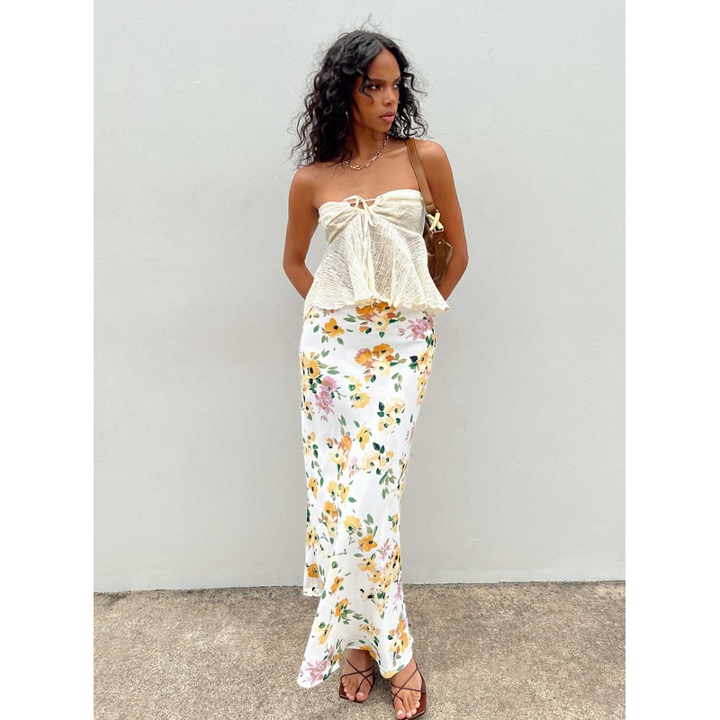 Thyme Maxi Skirt White Floral