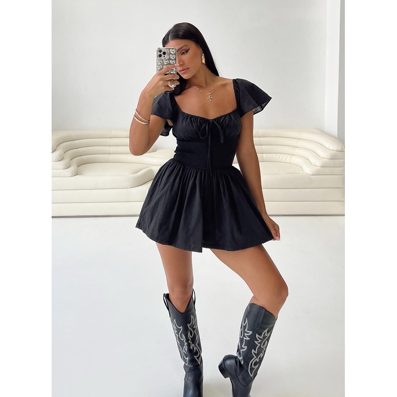 Front Row Romper Black