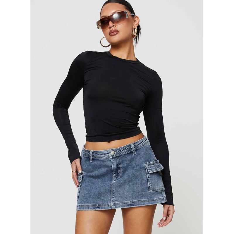 Grishea Low Rise Denim Skirt