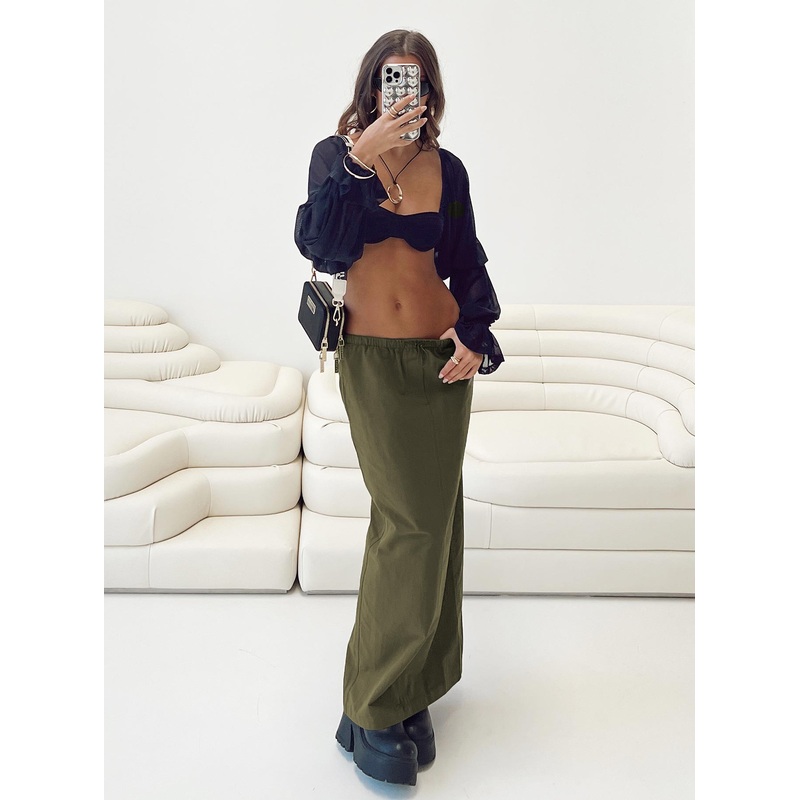 Geneve Maxi Skirt Olive Green