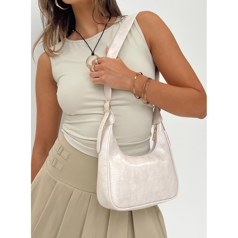Ludo Shoulder Bag Beige Croc