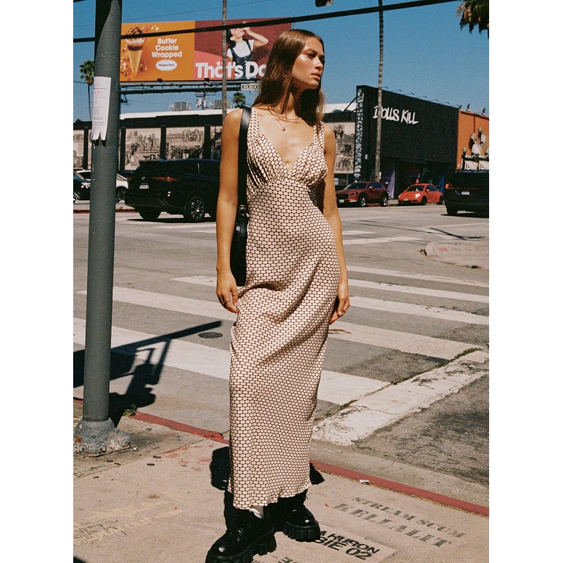 Maysa Geo Maxi Dress Beige