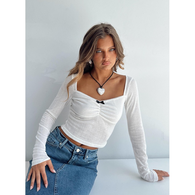 Tari Long Sleeve Top White