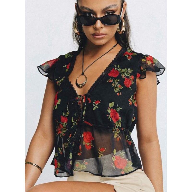 Wiley Top Black Floral