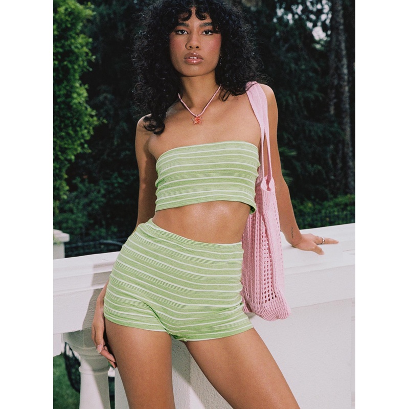 Pool Party Knit Shorts Green Stripe