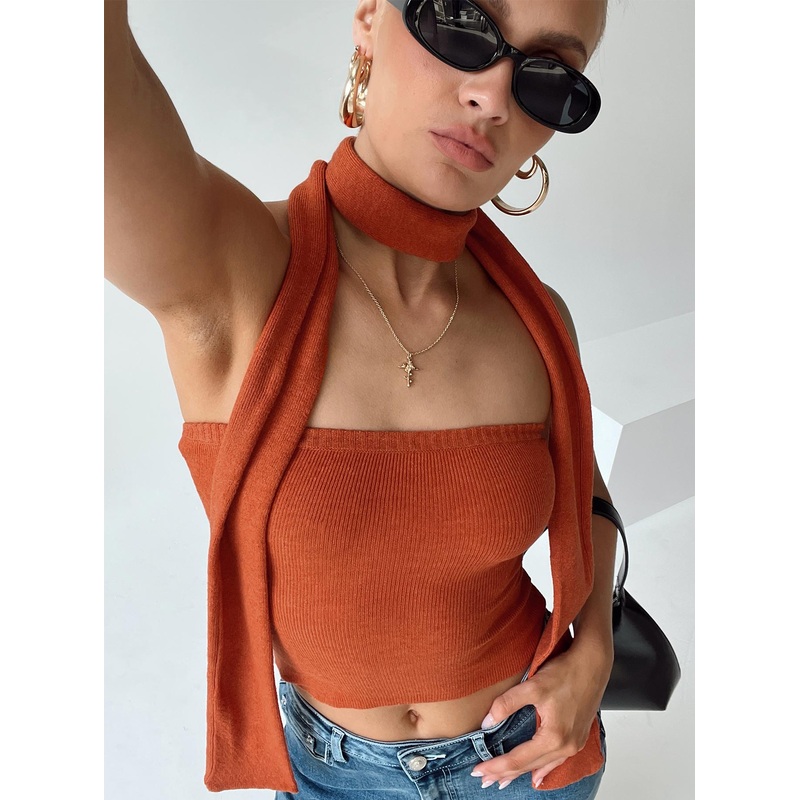 Styles Two Piece Top Orange