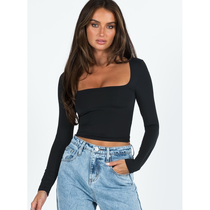 Back In Time Long Sleeve Top Black