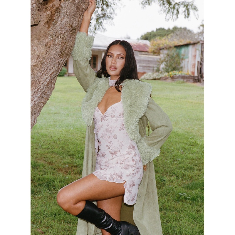 Big Dreams Floral Scarf Mini Dress Cream