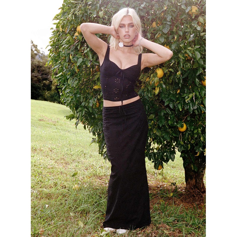 Flowerfields Maxi Skirt Black