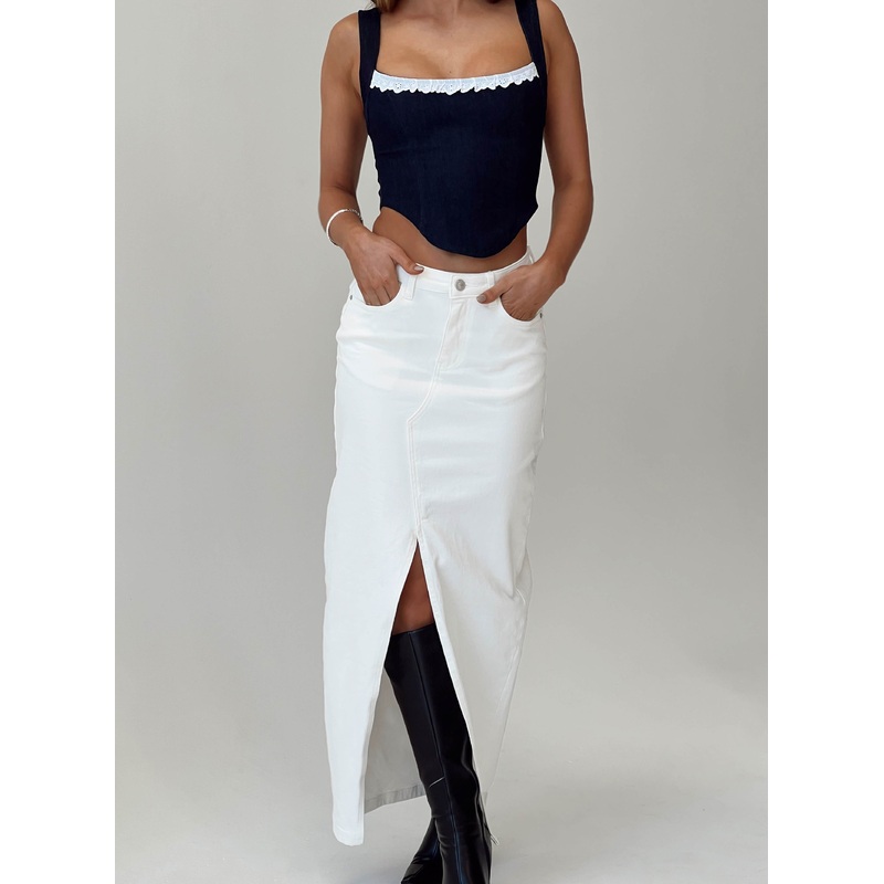 Batkins Maxi Skirt Cream Denim