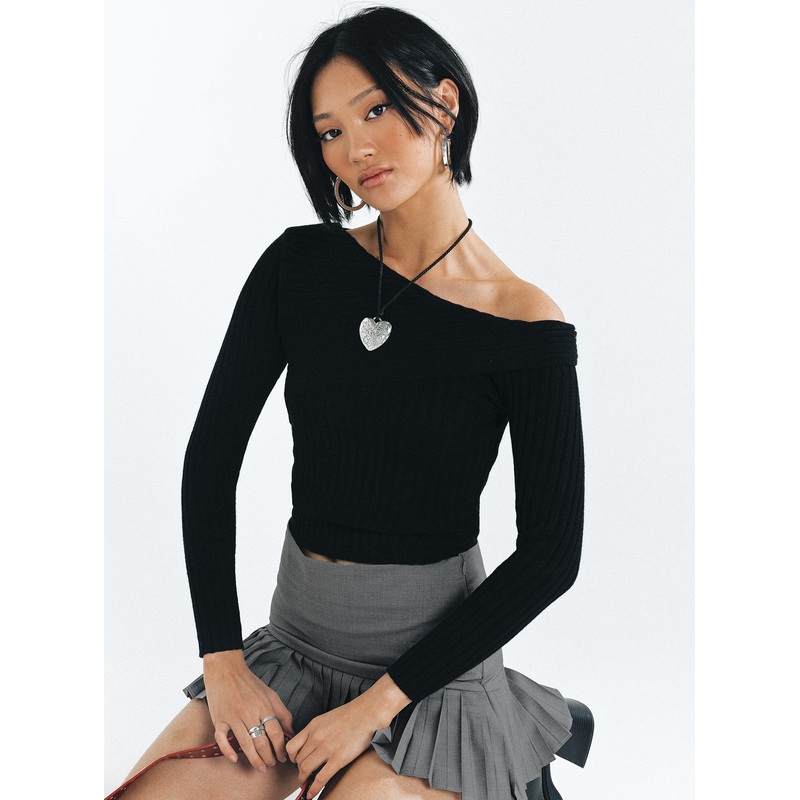 Jaybell Cold Shoulder Sweater Black