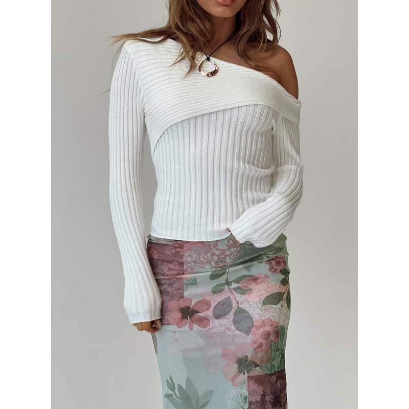 Jaybell Cold Shoulder Sweater White