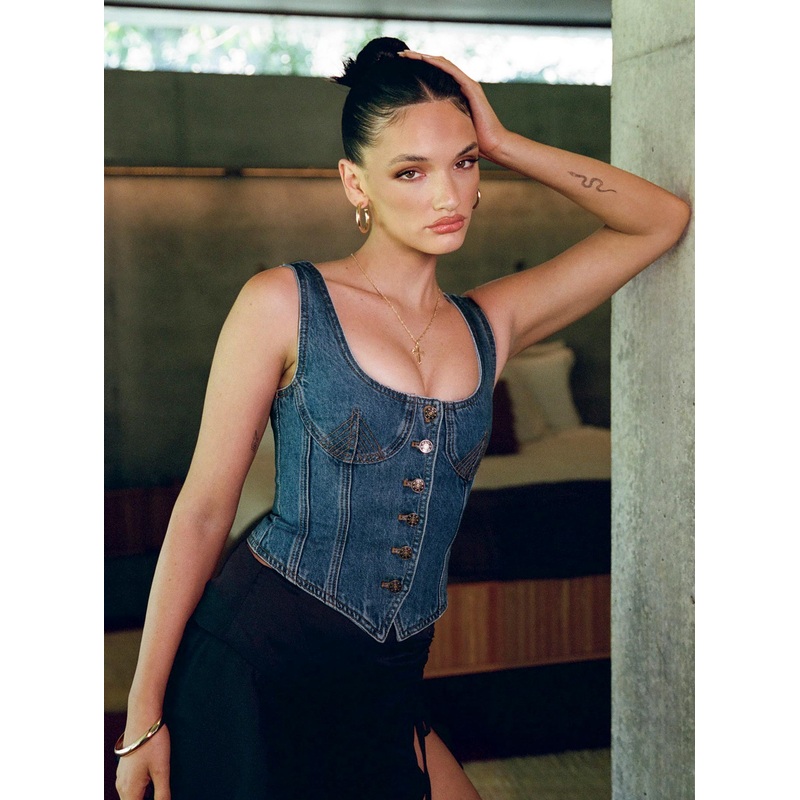 After Hours Corset Top Denim