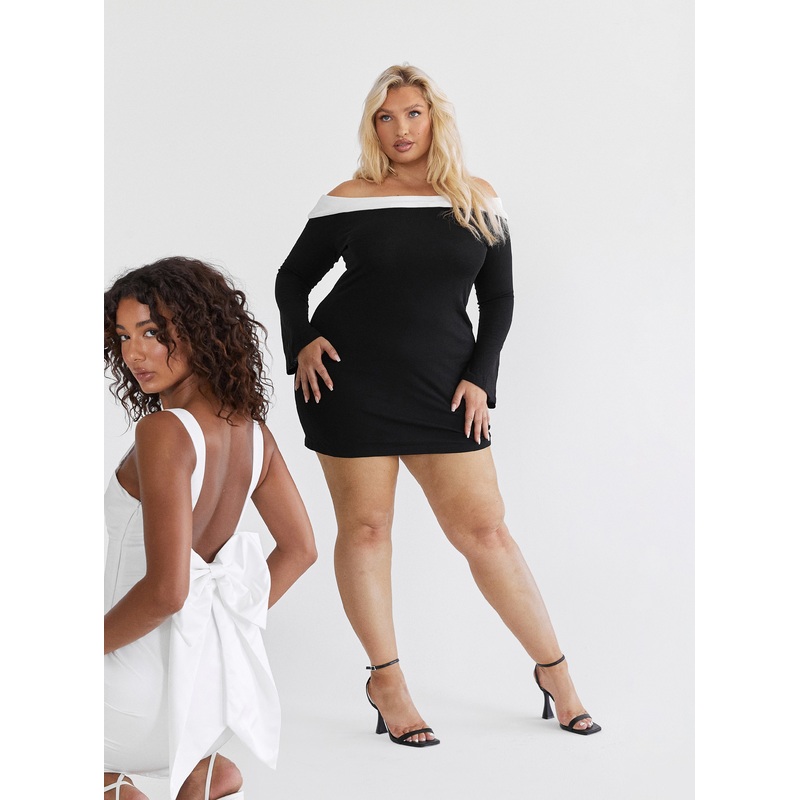 Anya Mini Dress Black / White Curve