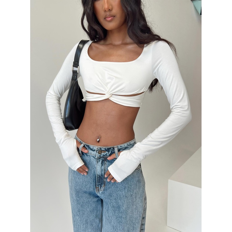 Brigham Long Sleeve Top White