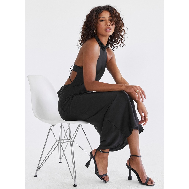 Take Me Back Midi Dress Black