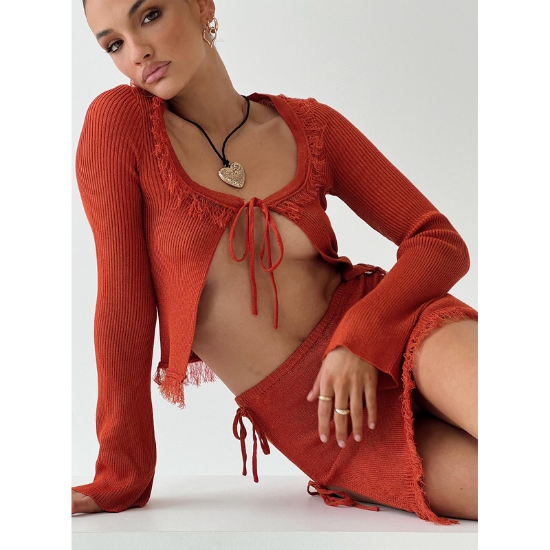Banita Long Sleeve Knit Top Red