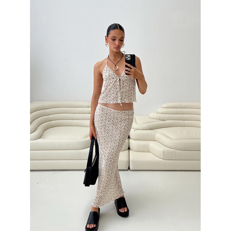 Chickadee Maxi Skirt Cream Floral