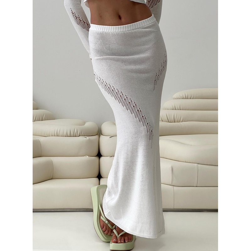 Josphine Sheer Maxi Skirt White