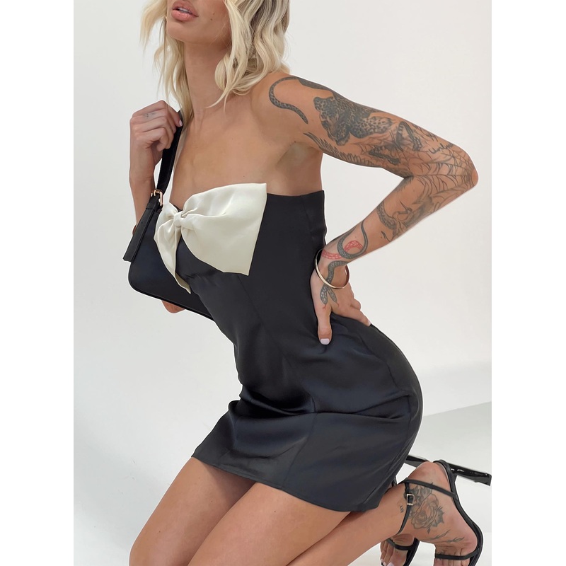 Kesy Bow Tie Mini Dress Black Tall