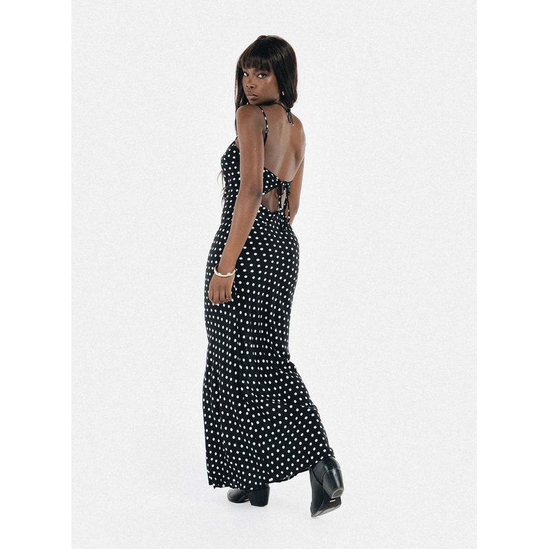 Luncheon Maxi Dress Black Polka Dot