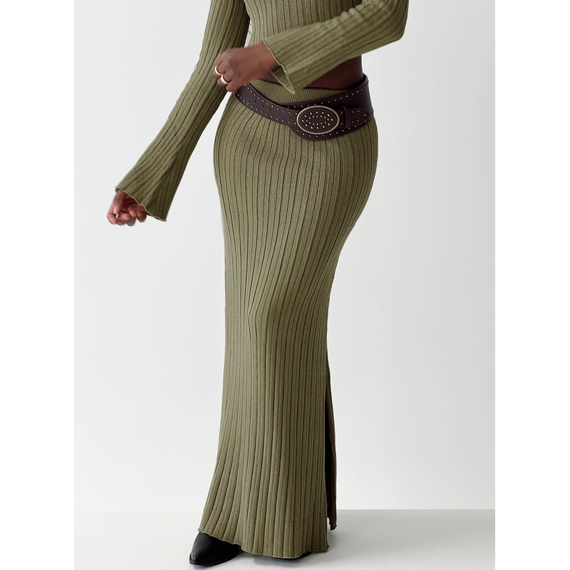 Santorini Knit Maxi Skirt Green