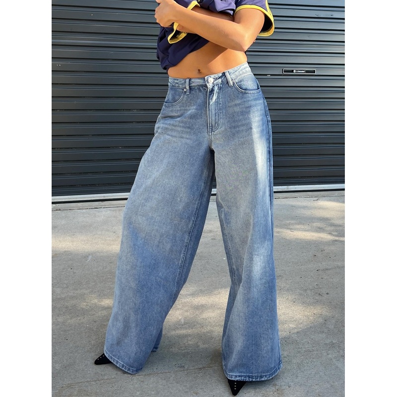 Naylor Wide Leg Jeans Light Wash Denim