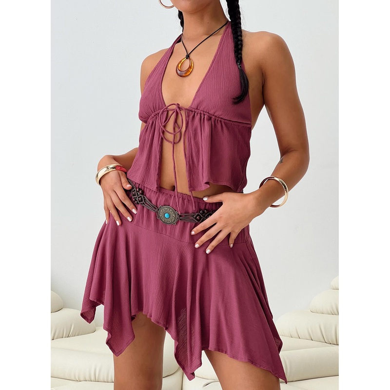 Tarala Halterneck Top Daco Rose Crinkle