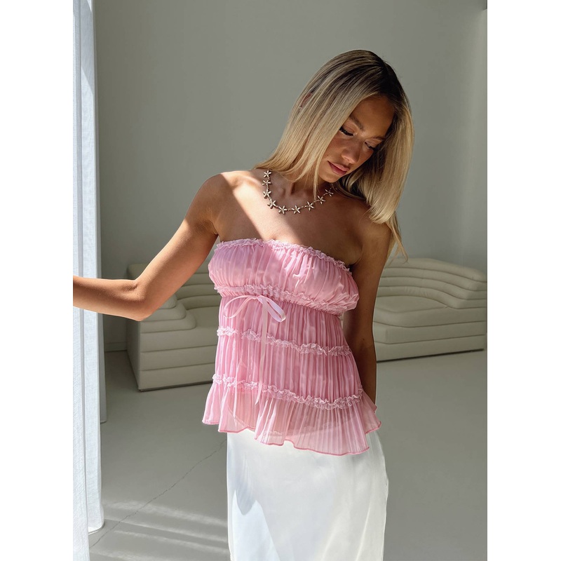 Avelina Strapless Top Pink