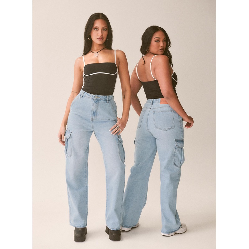Belgrove Cargo Jeans Mid Wash Denim