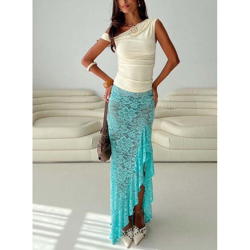 Bluemoon Lace Maxi Skirt Blue
