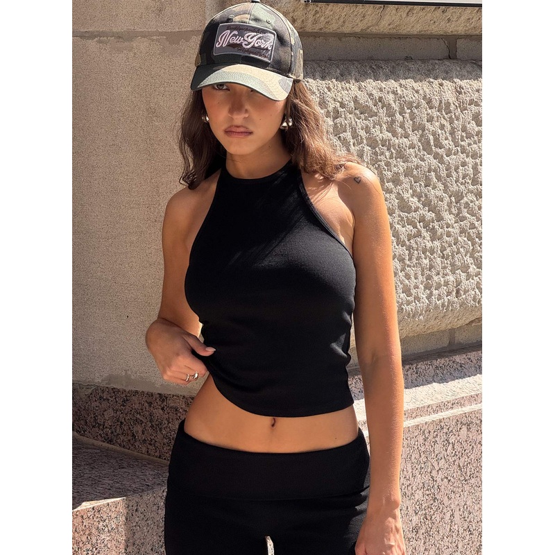 Busy Woman High Neck Top Black