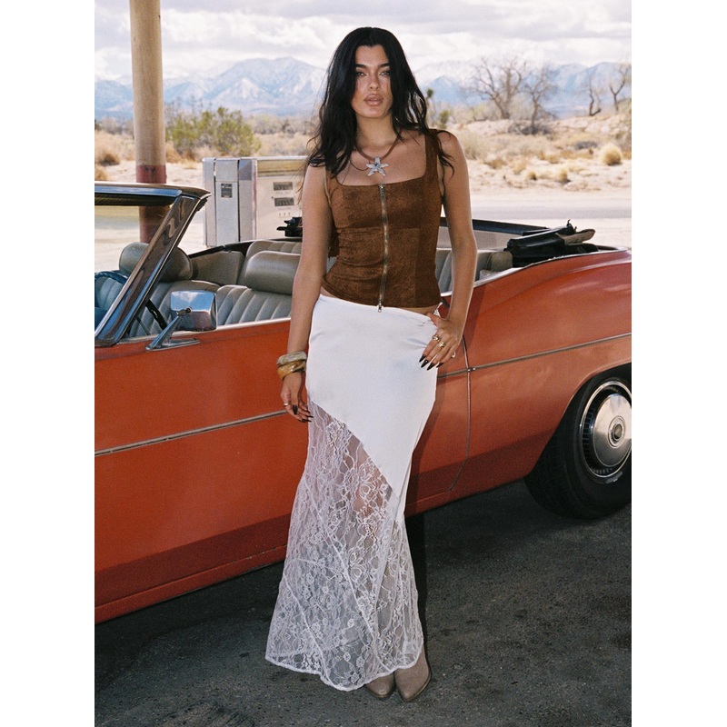 Castelli Lace Maxi Skirt White