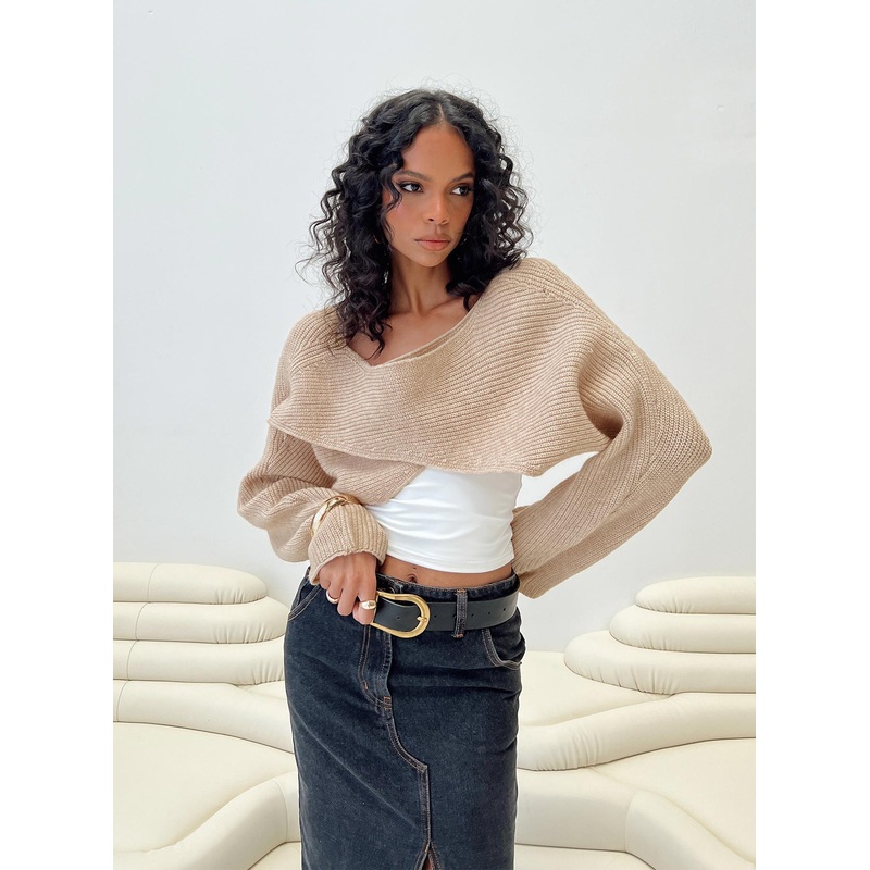 Danel Cross Over Sweater Beige