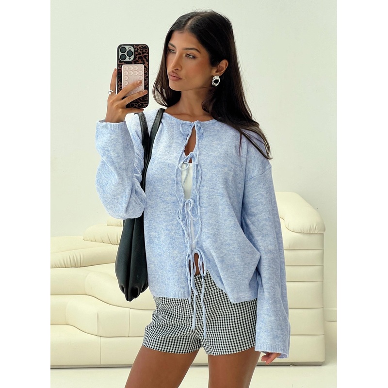 Frosty Knit Cardigan Blue